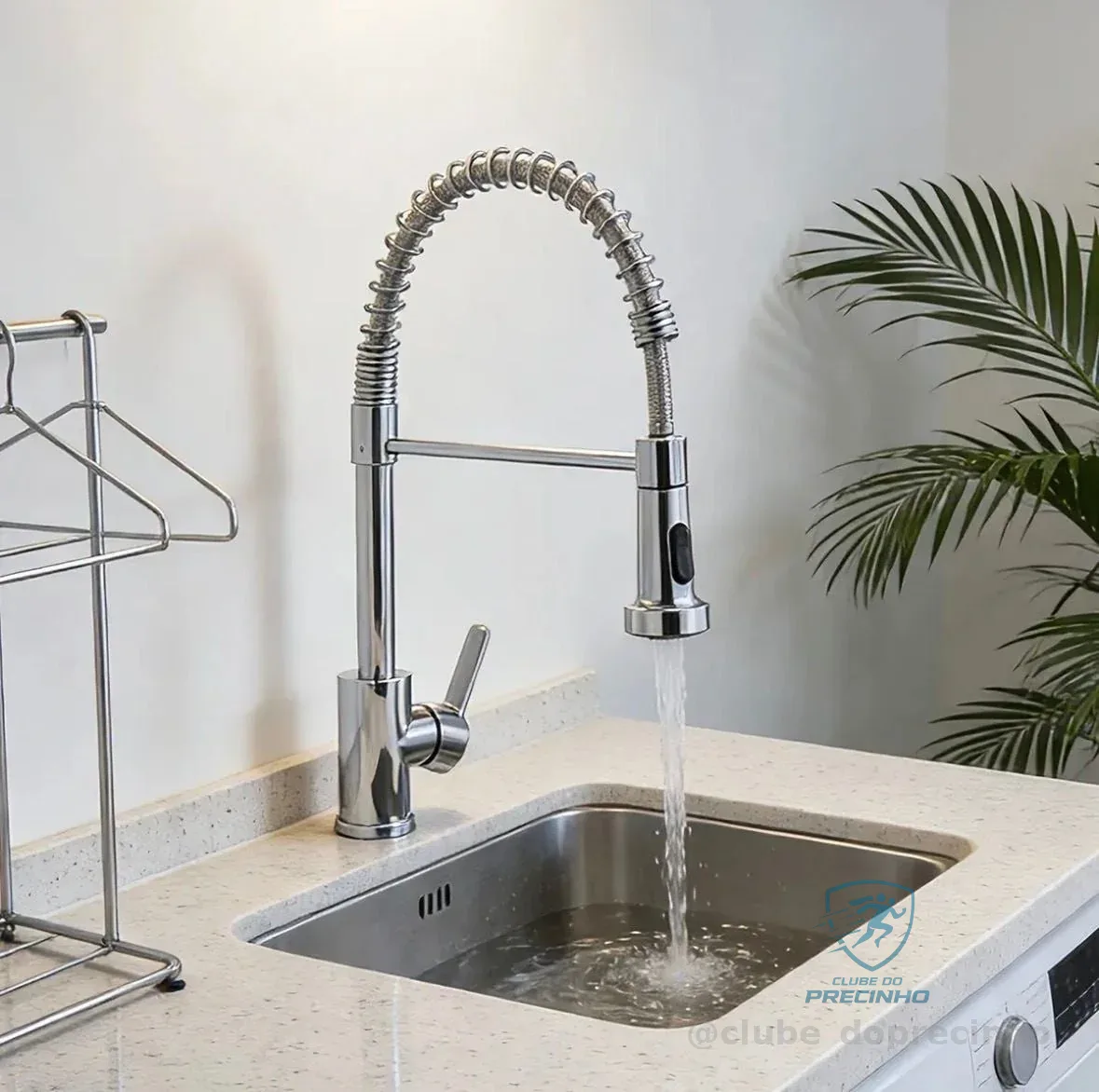 Torneira Aço Inoxidável Hongyu Luxo Flexível Prateado Brilhante