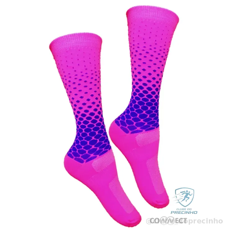 Meia Bolinhas Degradê Academia Corrida Ciclismo Cano Longo