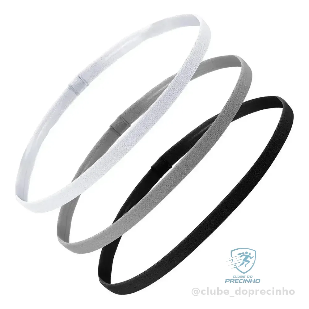 Kit 3 Faixas Cabelo Suor Headband Corrida Esporte Testa Yoga