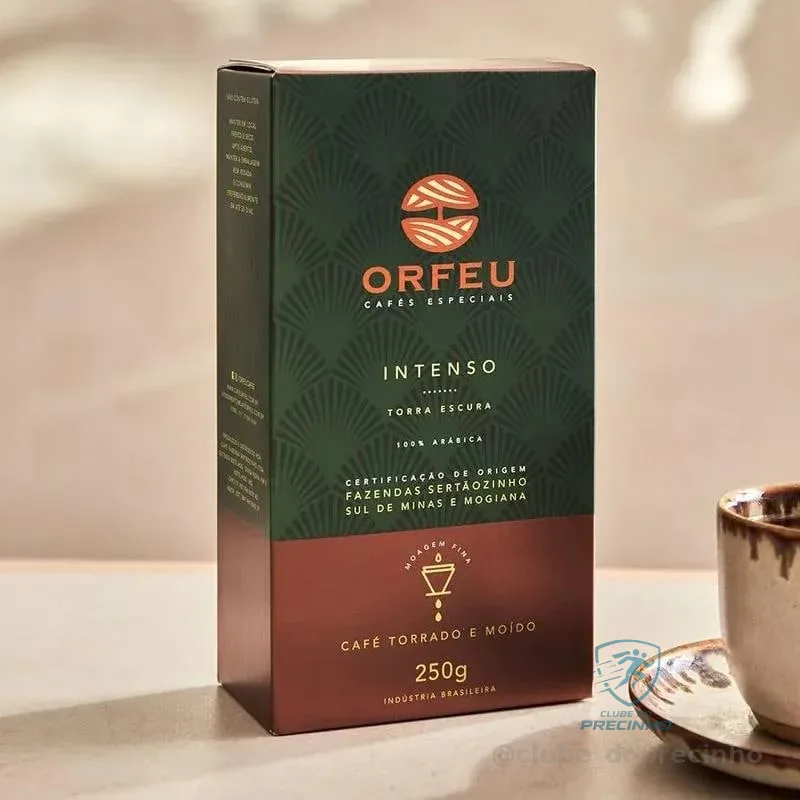 Orfeu Café Intenso Torrado e Moído, 100% Arabica, Torra Escura, 250g