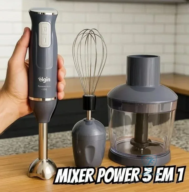 Mixer Power Inox 3 Em 1 600w Elgin Lunar - Cinza Lunar 220v