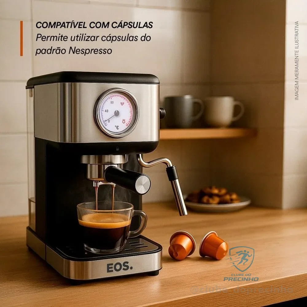 Cafeteira Espresso Eos 2 em 1 Italiana com 20 Bar de Pressão Inox Ecf06ec 110v