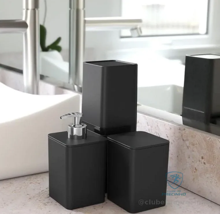 Kit Banheiro, Dispenser, Porta Escova de Dentes e Porta Algodão, Smile, Stolf