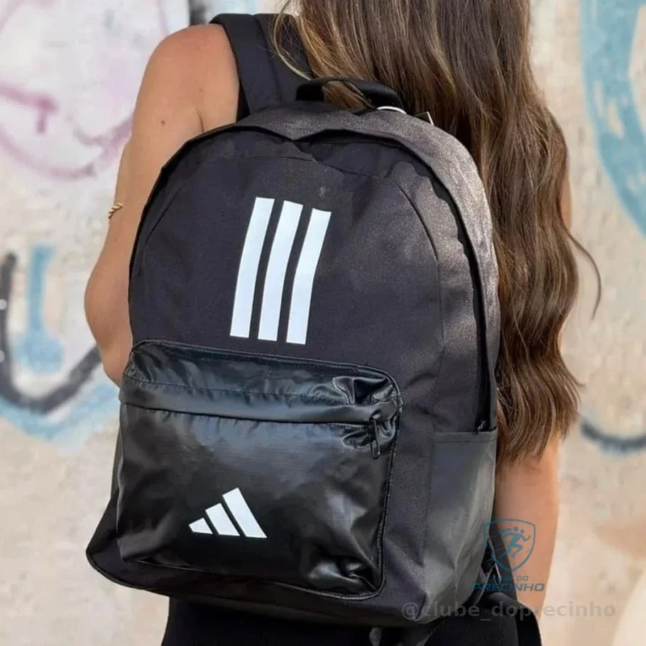 Mochila Clássica Treino 3 Listras adidas Preto Liso
