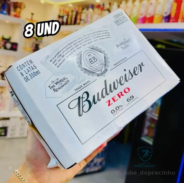 Pack Cerveja Budweiser Zero Álcool, 350ml, Lata - 8 unidades
