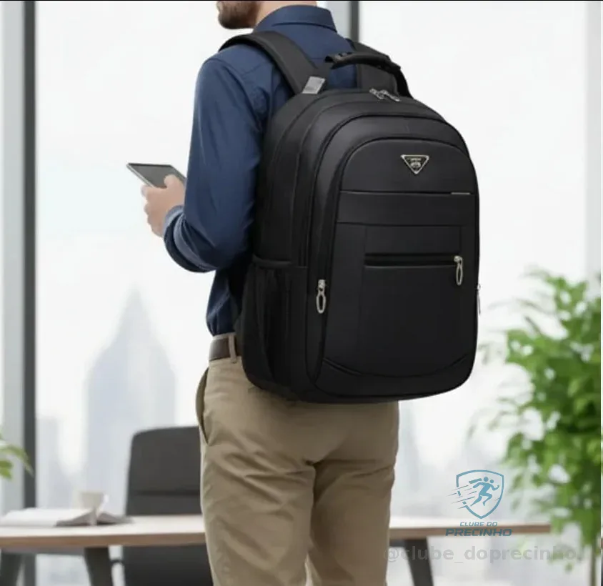 Mochila Faculdade Trabalho Grande Reforçada Notebook Preto Liso