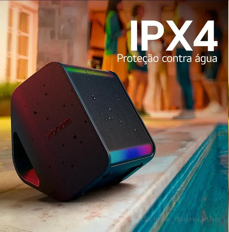 Caixa De Som LG Xboom Stage 301, 240w, Bluetooth, Ipx4, Bateria 12h, Bass Boost, Luzes Led, Entrada Óptica E Usb Preto 127/220v