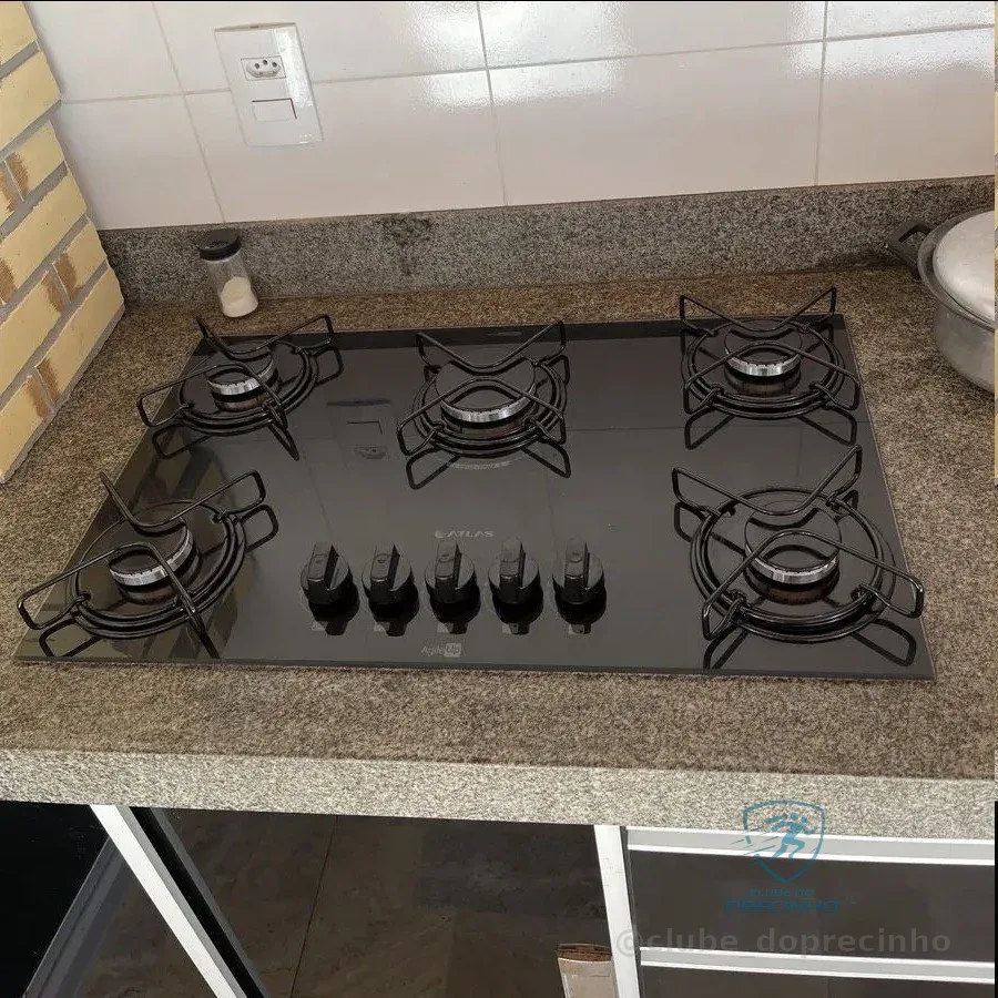 Cooktop 5 Bocas A Gás Atlas Agile Up Mega Chama Preto 127/220v