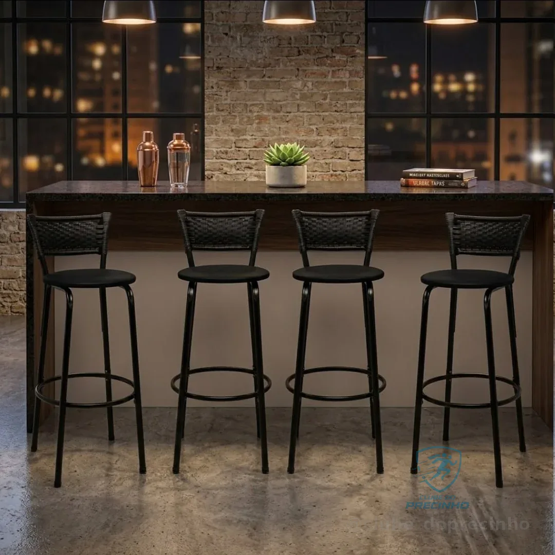 Bancada Balcão Alta Cozinha Bancos Encosto Americano