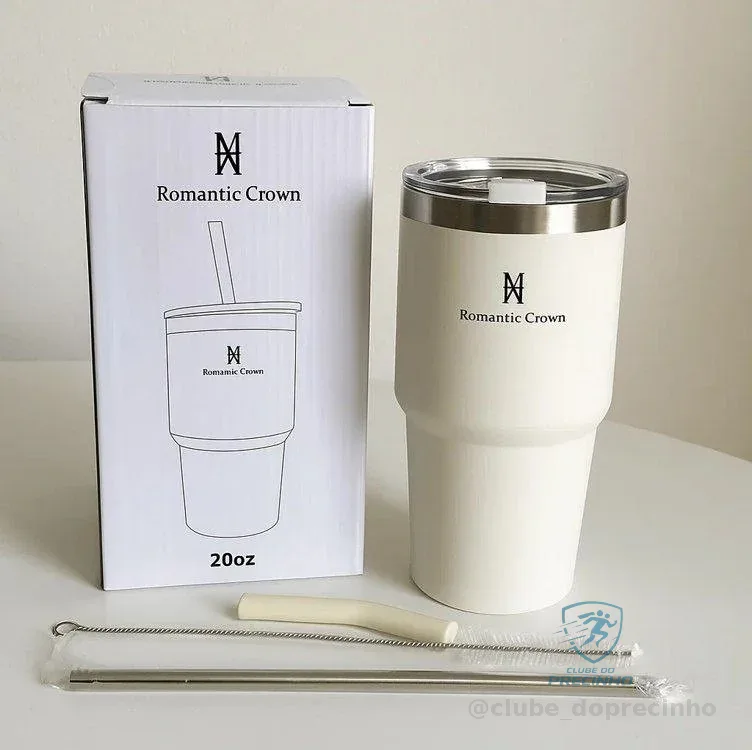 Copo Térmica 600ml Inox Anti-vazamento Para Café/chá/bebidas Preto Lisa