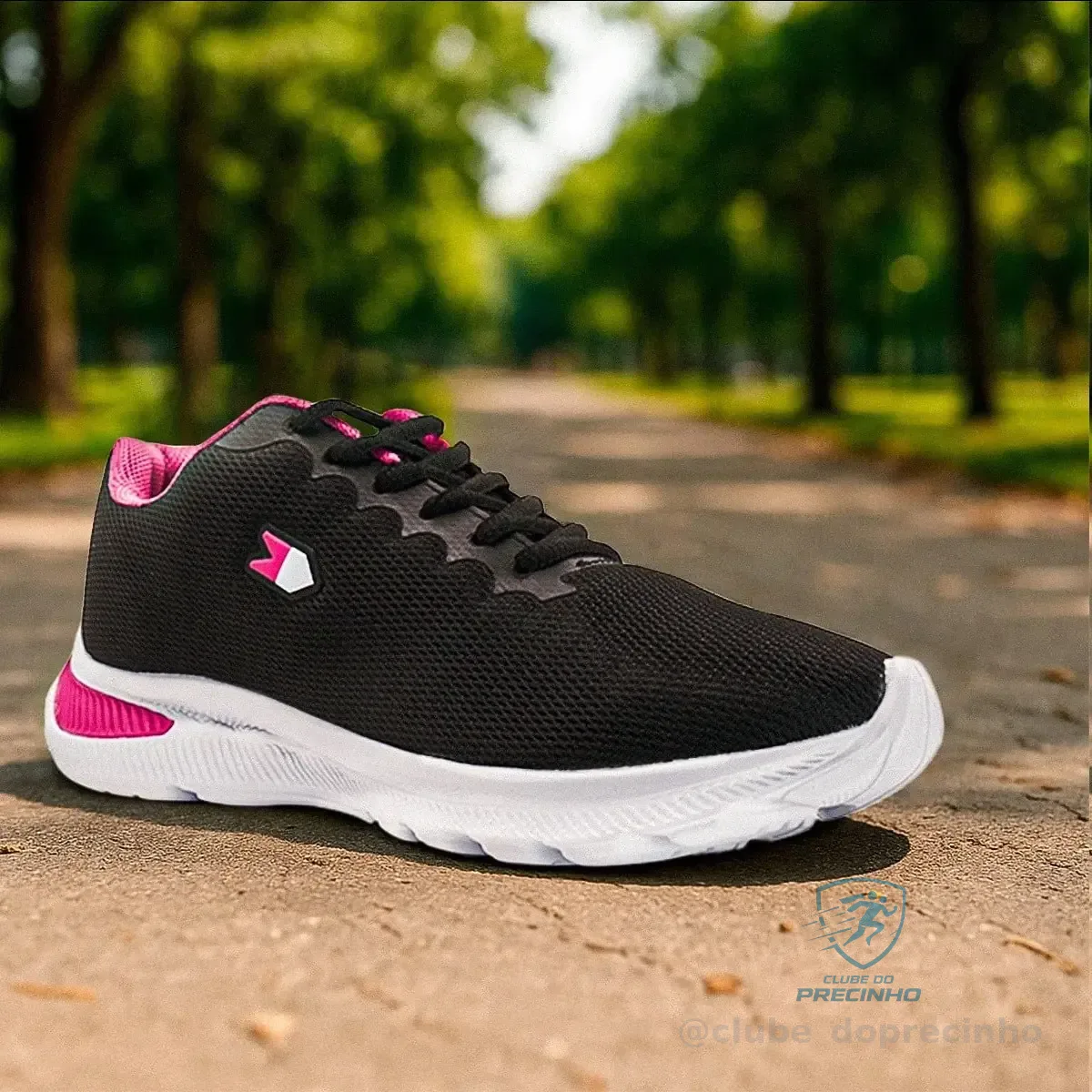 Tênis Feminino Sandrini Belle Caminhada Academia Preto Rosa