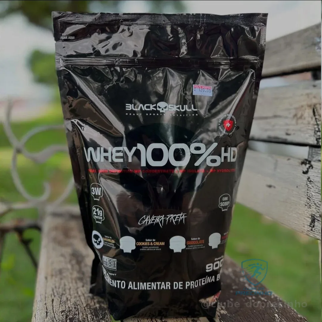 Suplemento Em Pó Black Skull Whey Protein Massa Muscular Proteína De Whey 100% Hd Sabor Baunilha X 900g