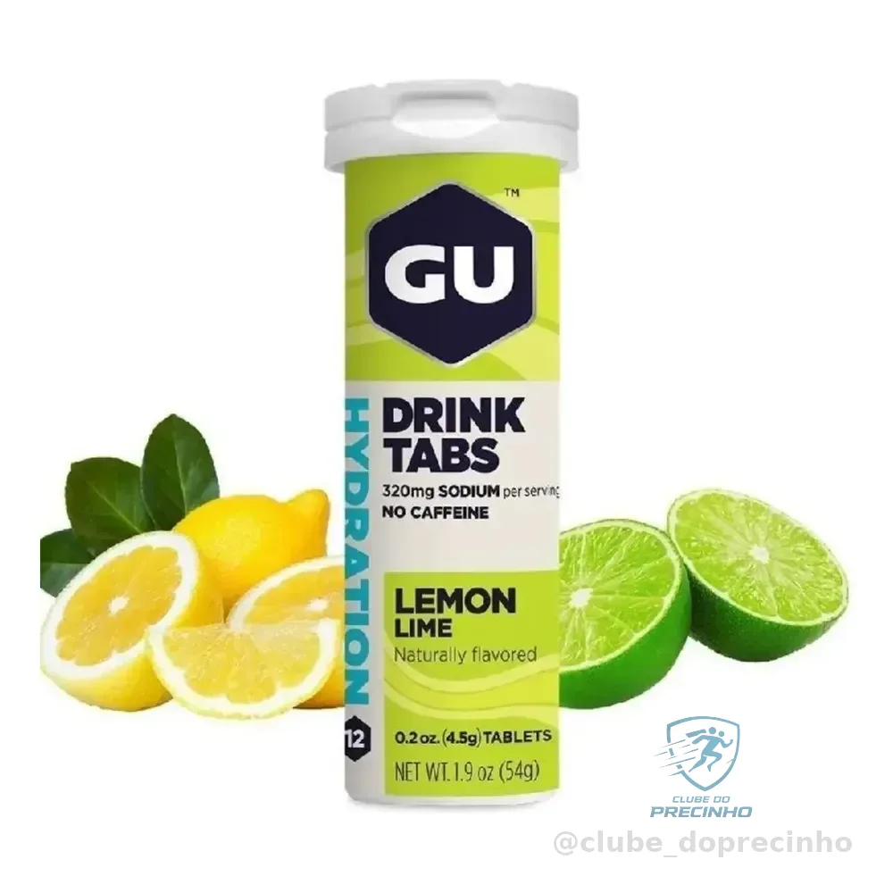 Gu Energy Tabs Pastilha Eletrolítico Efervescente 12 Un Sabor Limonada Lemon Lime Lima Limão