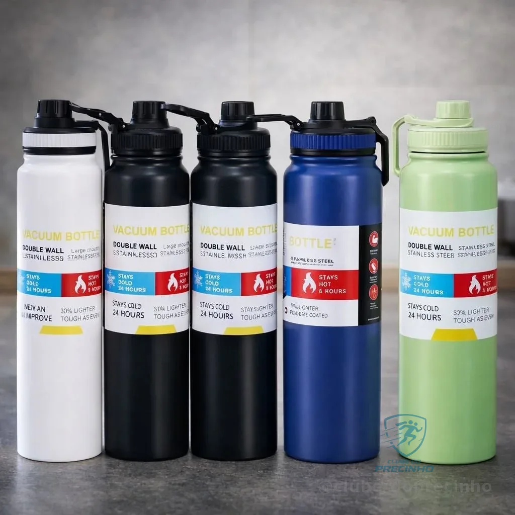 Garrafa Térmica 800ml Água Inox Academia Quente E Frio Preto