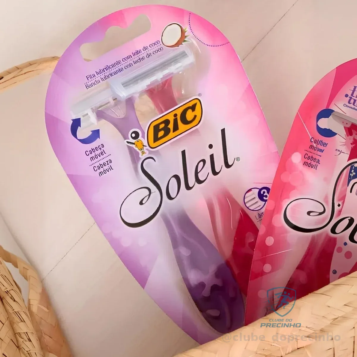 BIC Aparelho De Depilar Soleil Rosa E Roxo Com Fita Lubrificante De Óleo De Coco 919463 2 Unidades