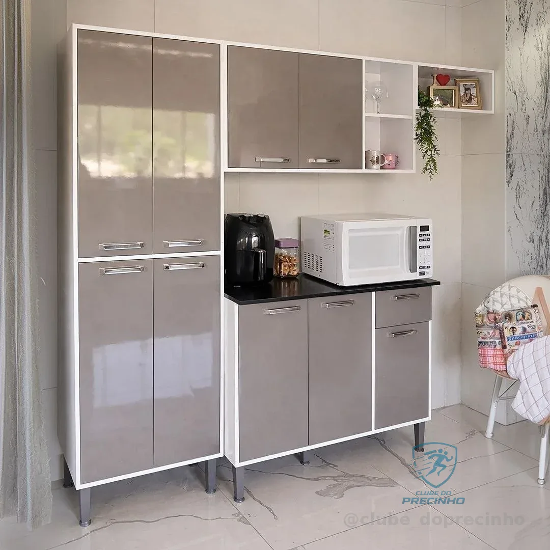 Armário De Cozinha Compacta Xangai Multimóveis Vm2840 Branco/lacca Fumê