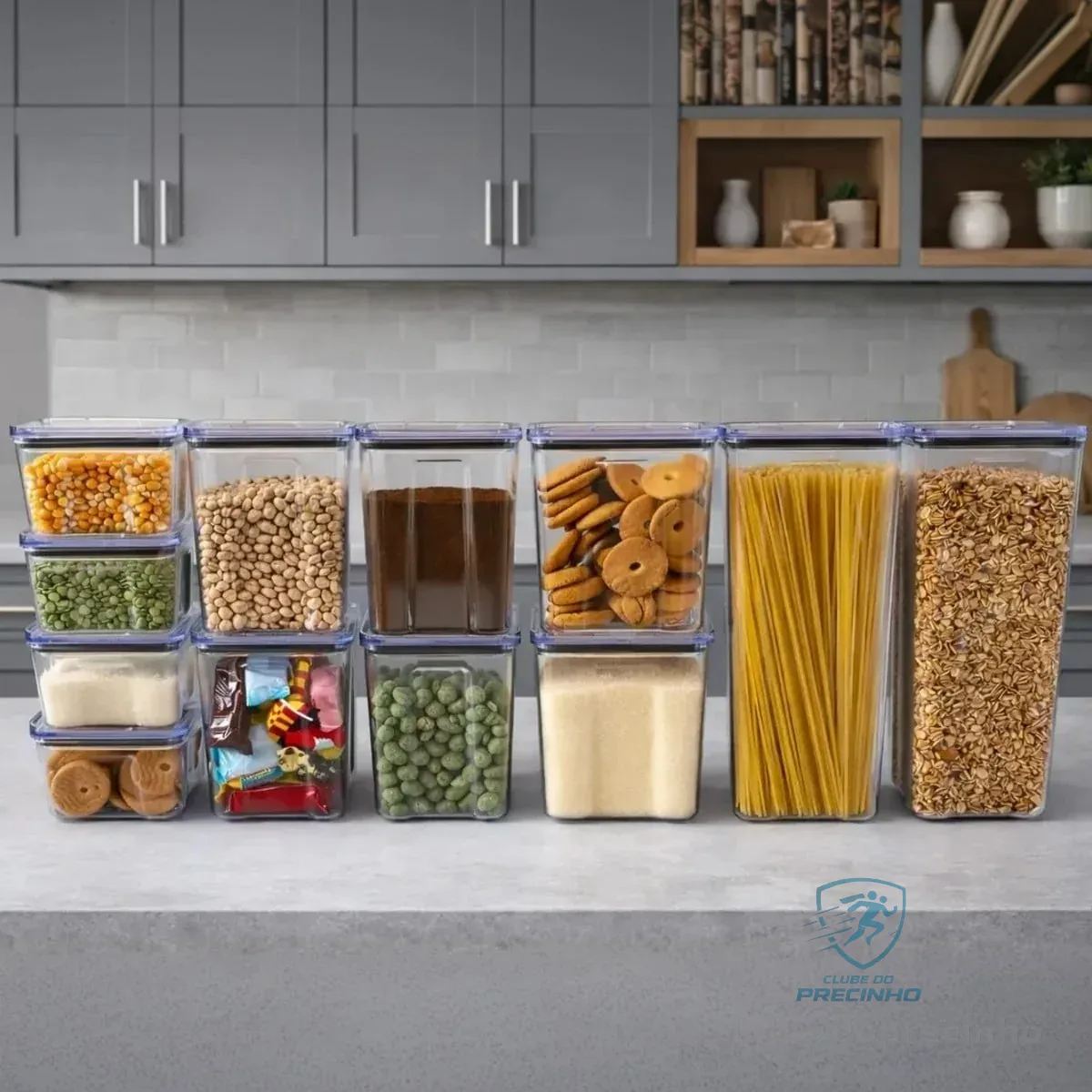 Kit 12 Pote Herméticos Empilháveis Porta Mantimento Cozinha Rebirth