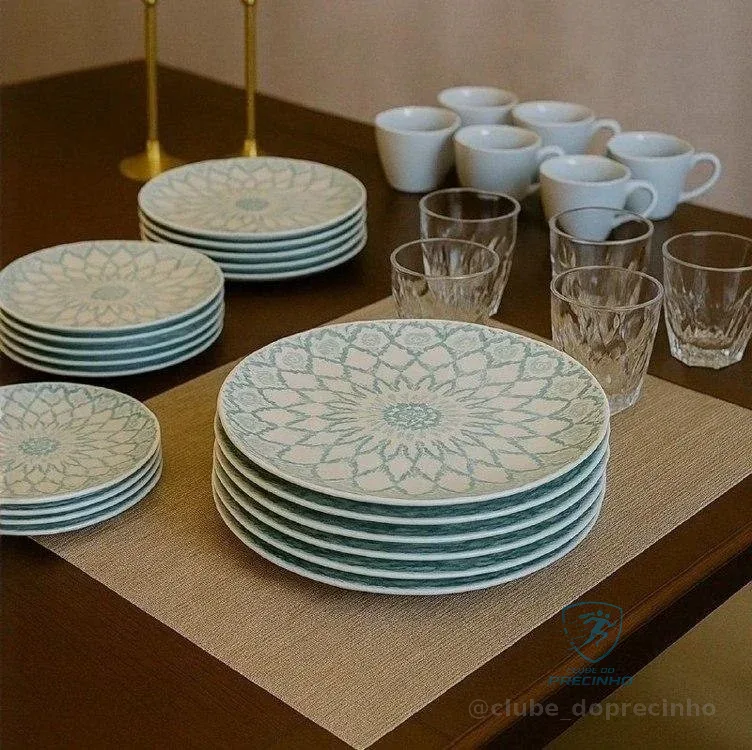 Aparelho De Jantar E Chá 20 Peças Donna Mandala Azul
