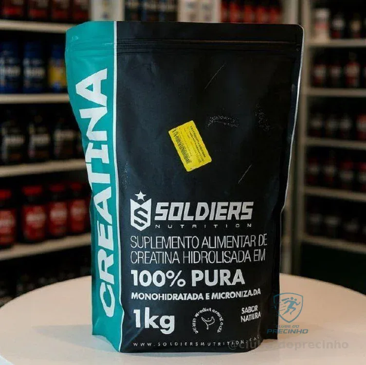 Creatina Monohidratada 1kg Soldiers Nutrition 100% Pura Importada Alta Performance Músculo Treino Sem Sabor