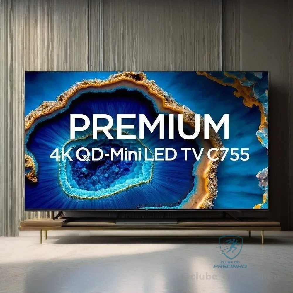 Smart TV TCL 75 Polegadas QLED Mini LED 4K C755 WiFi Bluetooth Google TV 144Hz VRR HDR10+ 75C755