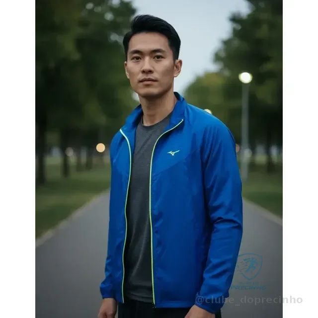 Jaqueta Corta Vento Masculina Mizuno Focus - Azul Web