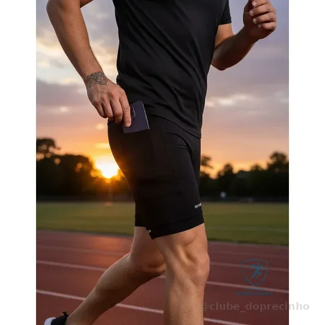 Bermuda Corrida 6 Bolsos Masculina Preto Snugg Wear