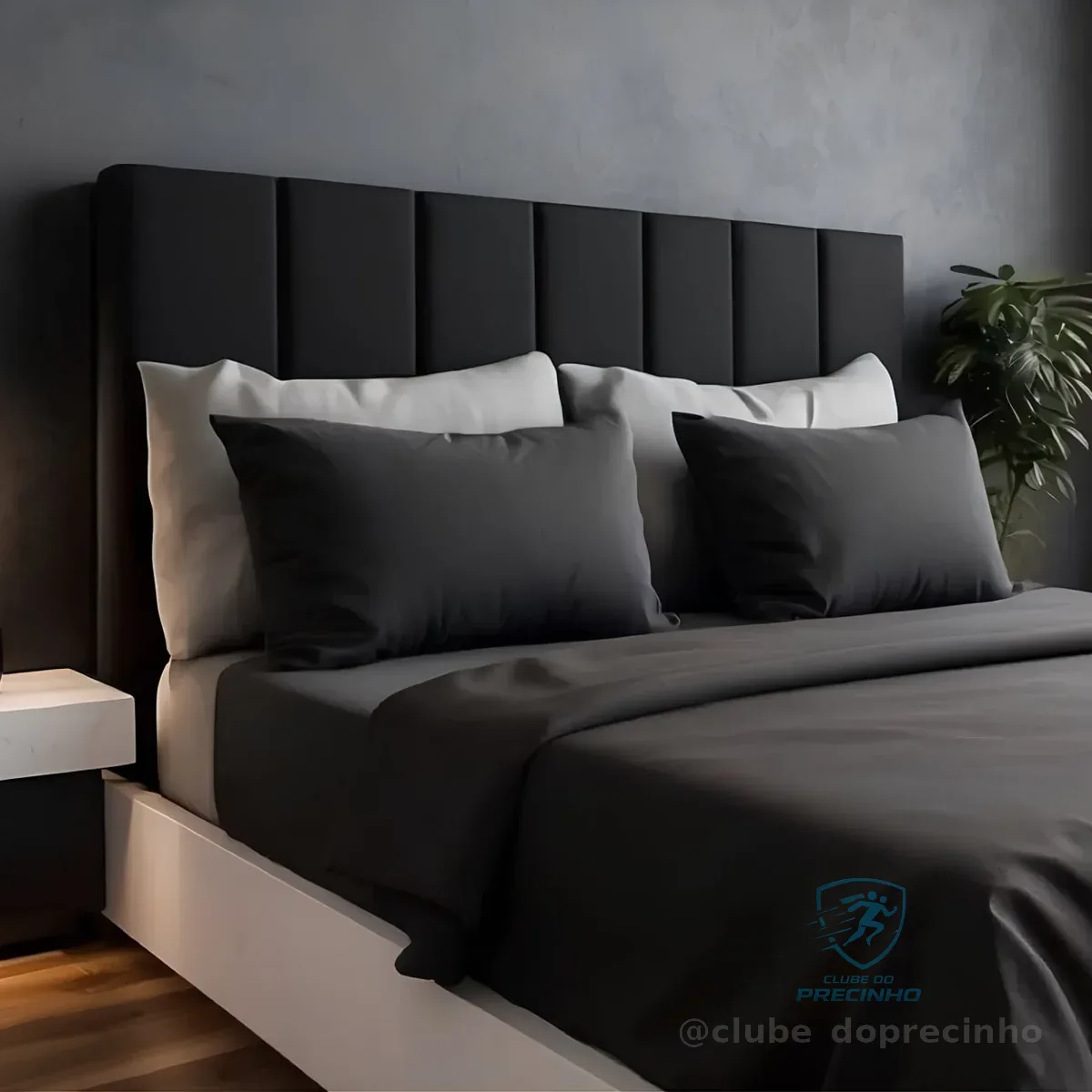 Cabeceira Para Cama Casal Box Estofada C/ 7un Varias Cores Preto