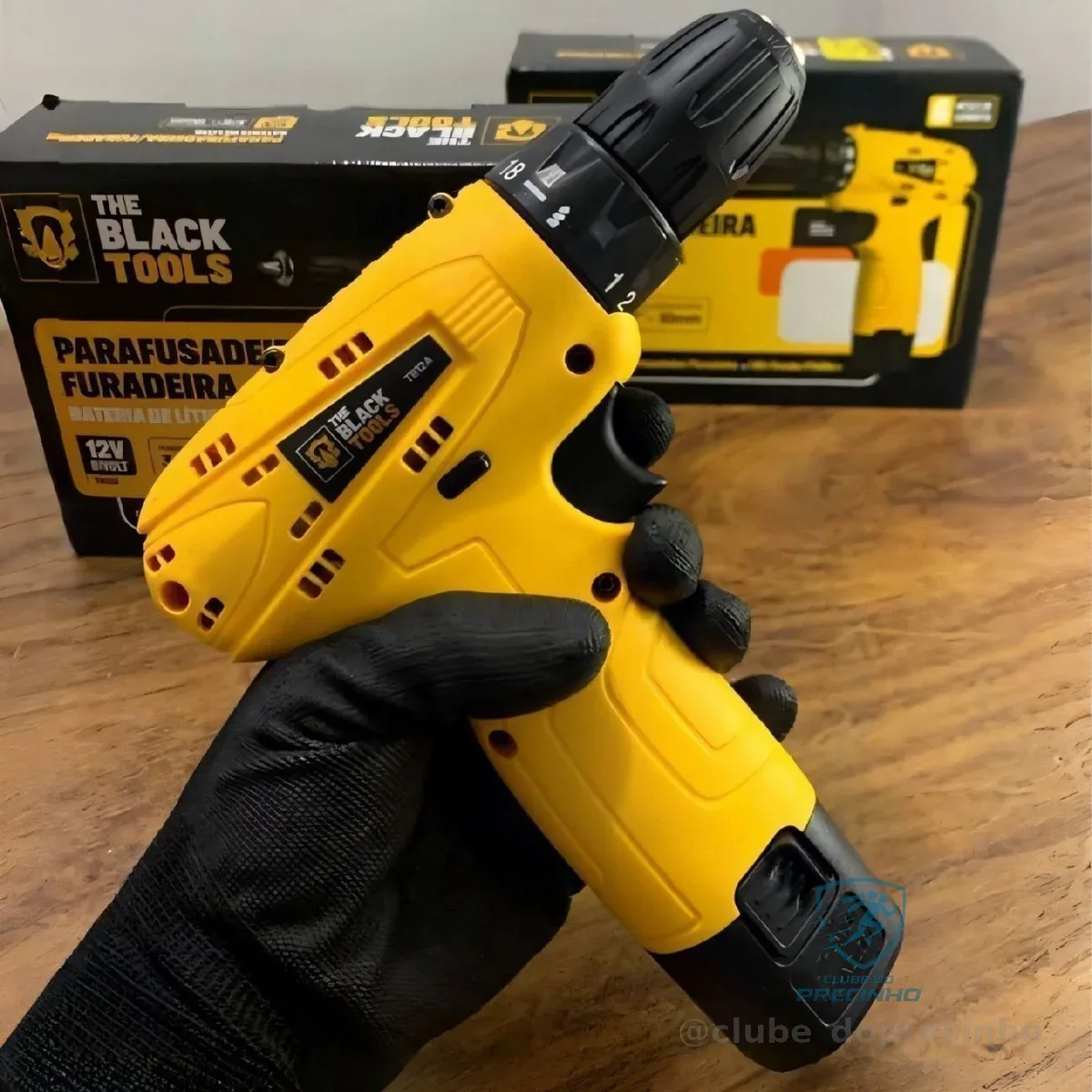 Parafusadeira Furadeira The Black Tools Tb12a 3/8 A Bateria Cor Amarelo Frequência 60hz 127/220v