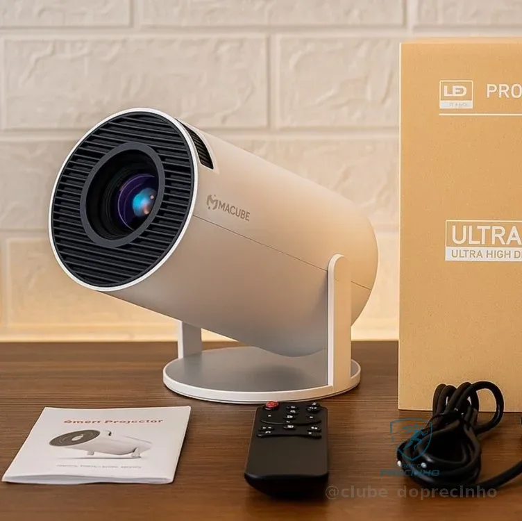 Projetor Portátil 4k Hd Android 11.0 Smart Wifi 5g Bluetooth Branco 127/220v