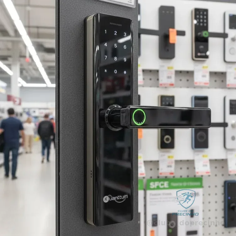 Fechadura Eletronica Digital Com Biometria Senha Kuantttum Delta Pro Preto