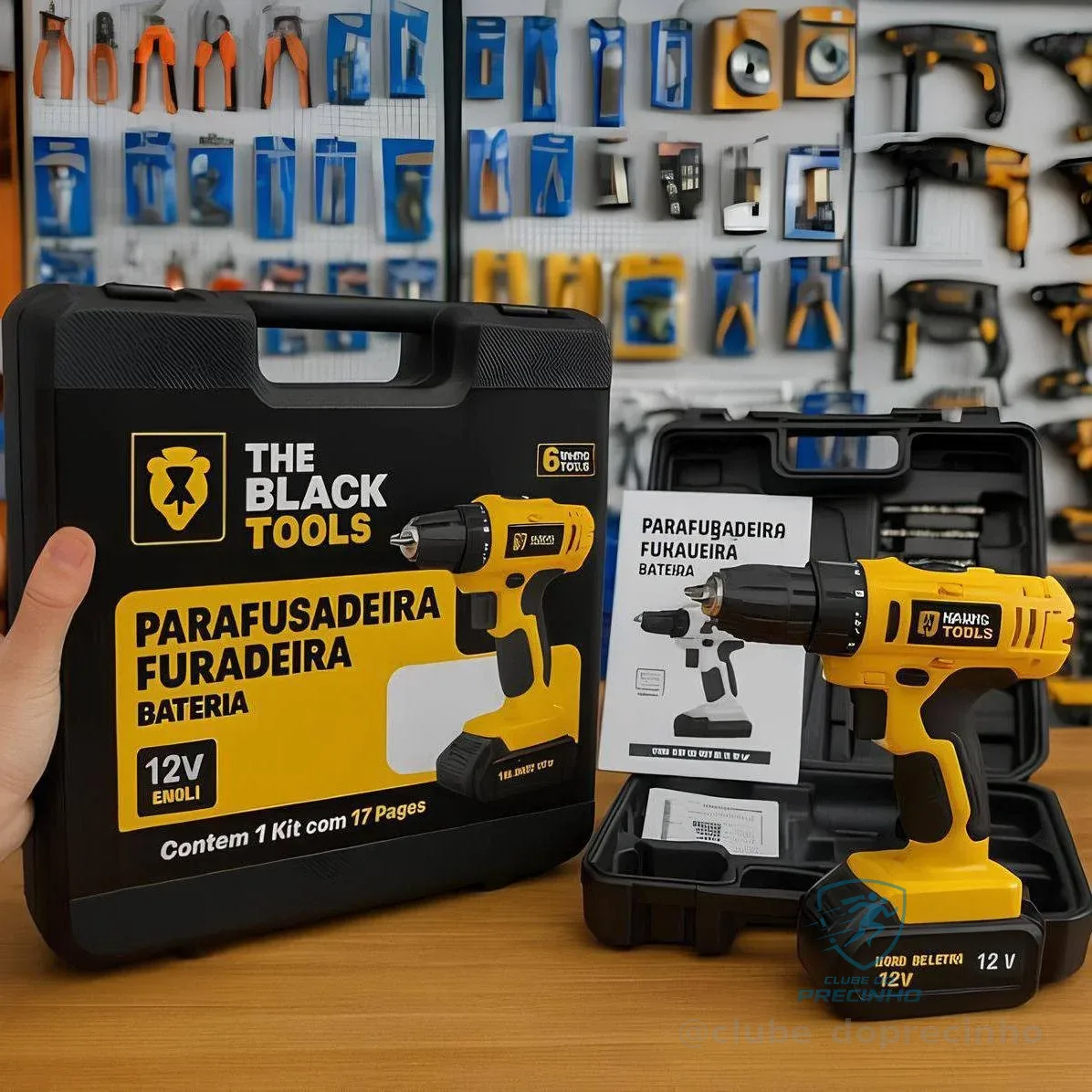 Furadeira Parafusadeira Sem Fio A Bateria Tb-12e 12v 3/8 10mm Com Maleta E Acessórios The Black Tools Amarelo/preto 127/220v 60