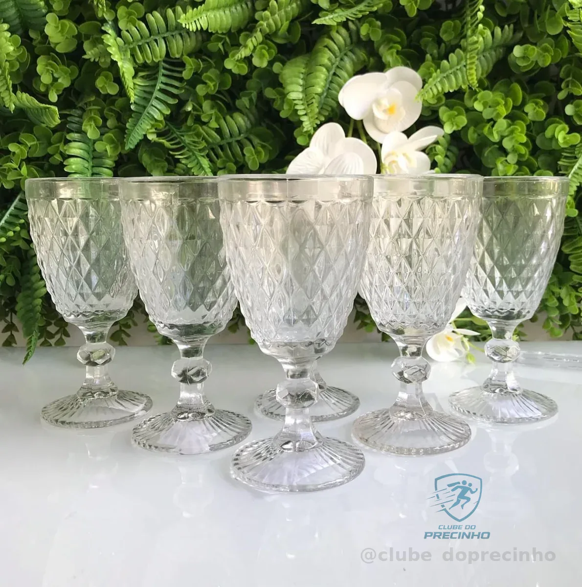 LYOR - Conjunto 6 Taças de Vinho de Vidro Bico de Abacaxi 265ml