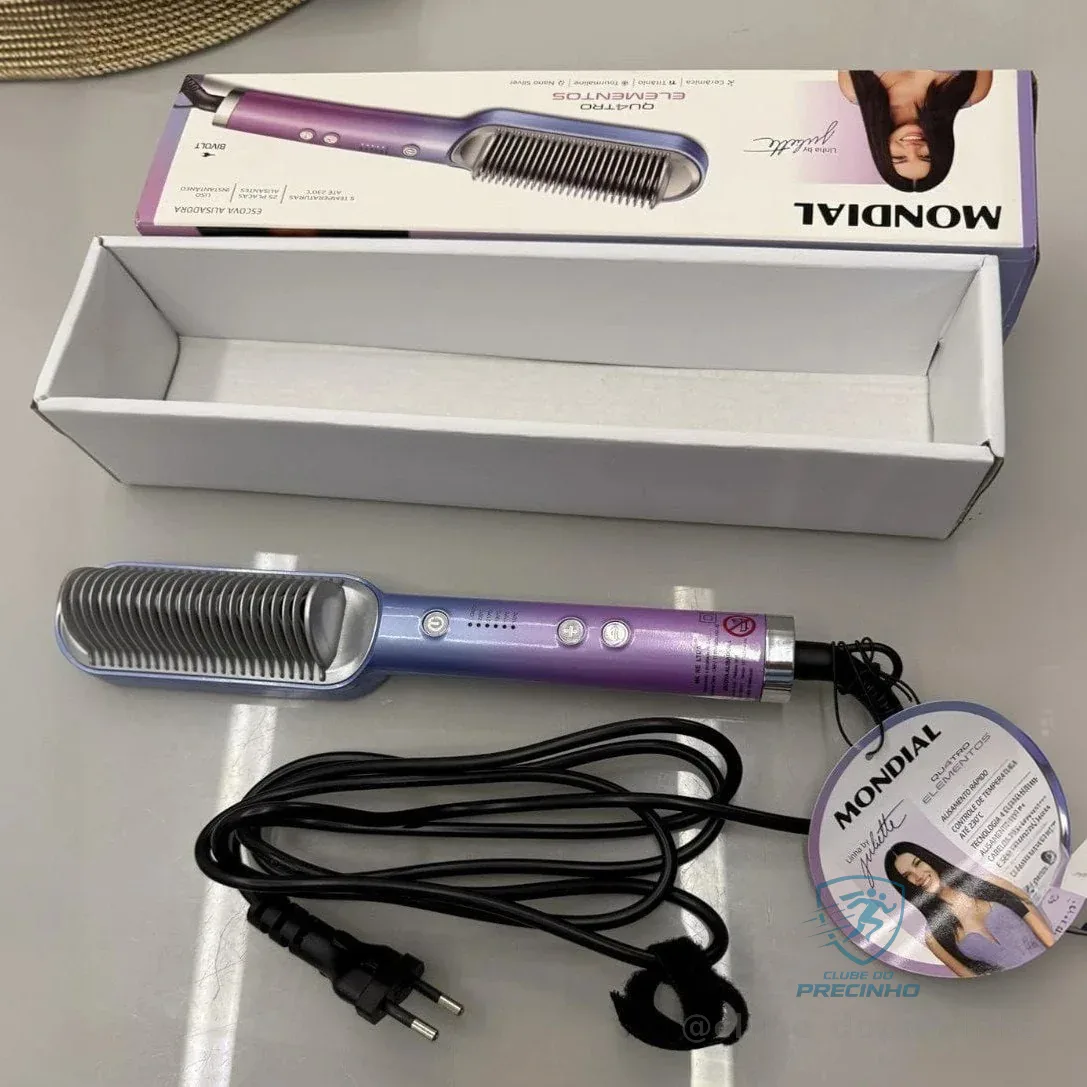 Escova Alisadora Qu4tro Elementos By Juliette Mondial Ea-ju- Cor Azul/rosa 127/220v