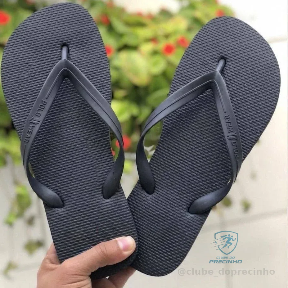 Kit 2 Chinelos Polo Wear Borracha Confortável Preto Preto 41/42