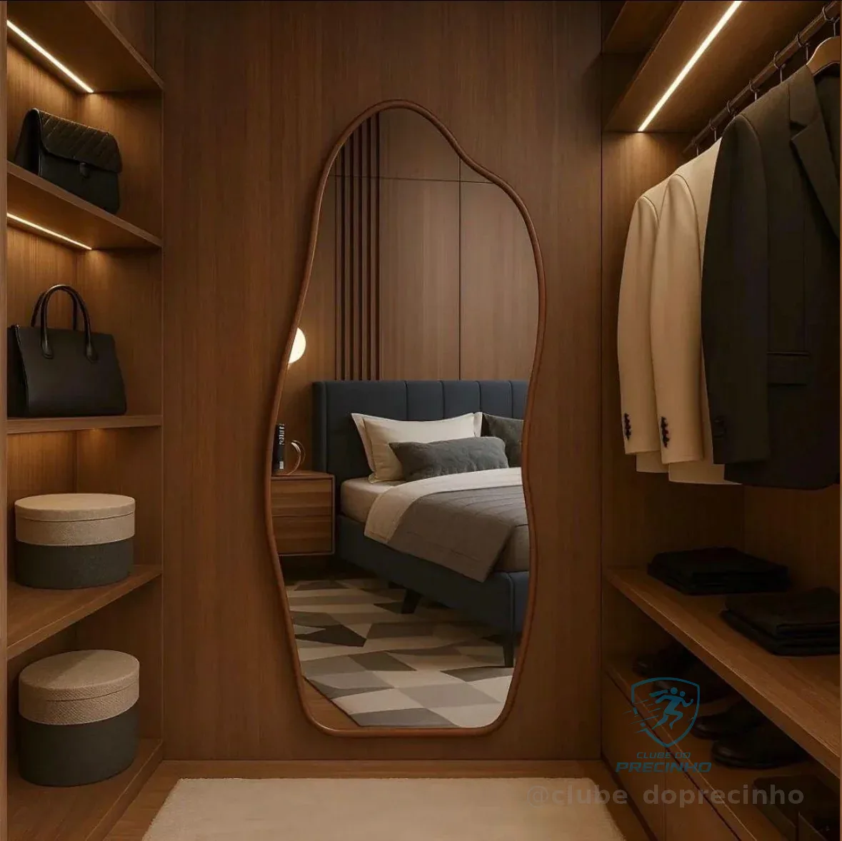 Espelho 100x50 Orgânico Corpo Inteiro Grande Moldur Caramelo Preto