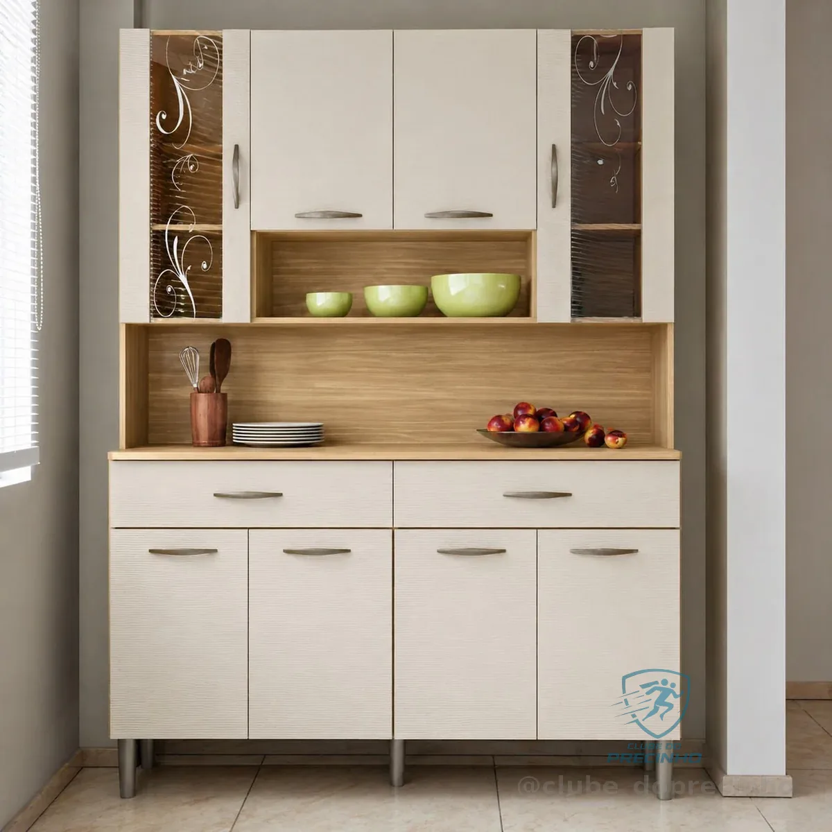 Armário De Cozinha 8 Portas 2 Gavetas Freijó/soft Ajwt