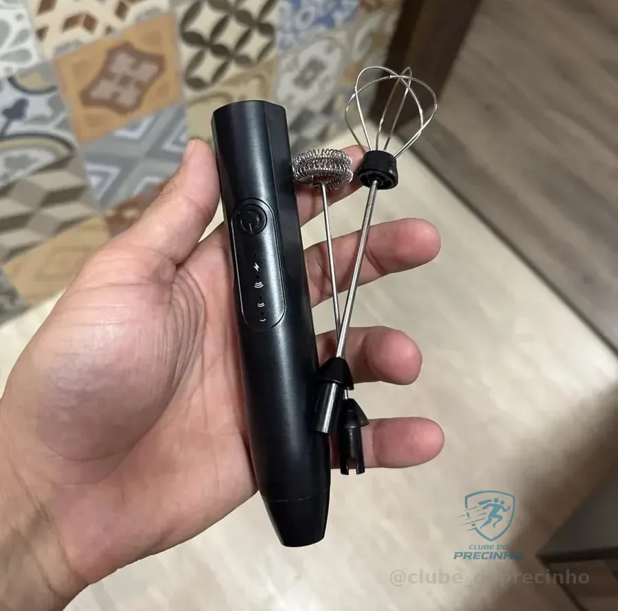 Mixer Elétrico Portátil 2 Em 1 Recarregável Potente Misturador De Bebidas E Ovos 3 Velocidades Usb Batedor E Fue Fouet Marca Woosh Preto