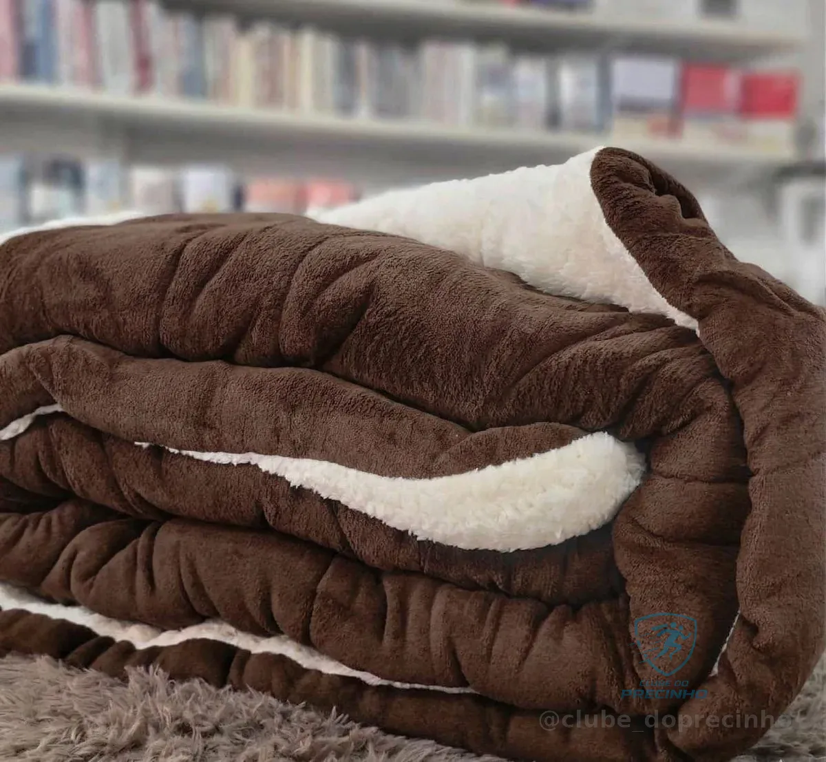 Edredom Sherpa Cobertor E Coberdrom Casal Queen Grosso Cores Tabaco Lisa