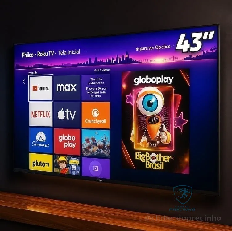 Smart TV 43" Philco Roku TV HDR10 Dolby Áudio