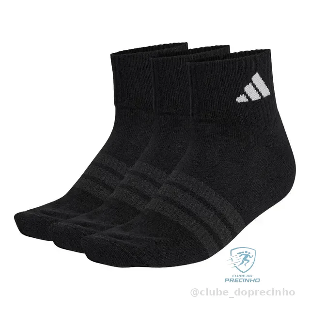 Meia adidas Cano Médio Cushioned Ankle 3 Pares Esportivas