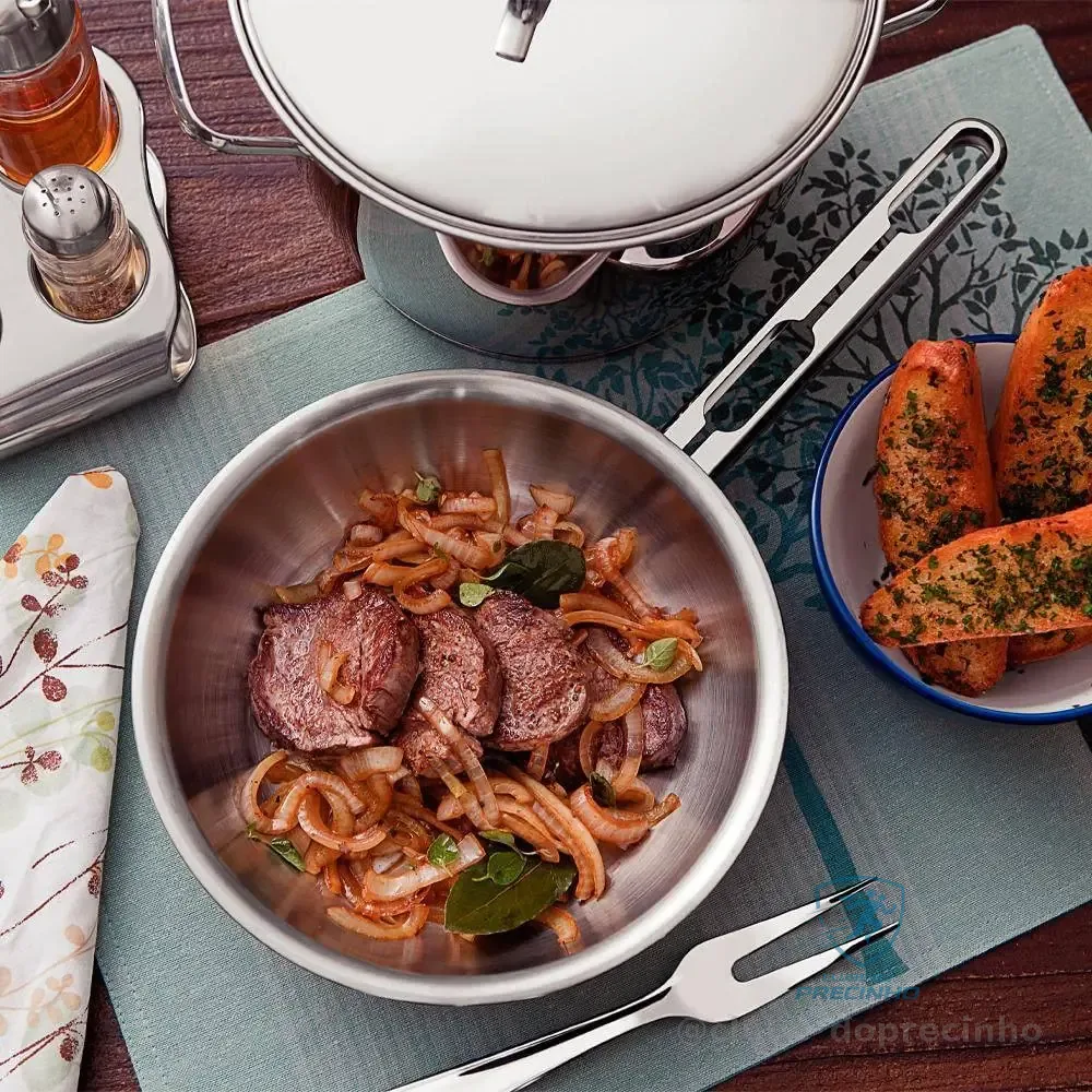 Frigideira Tramontina Allegra em Aço Inox com Fundo Triplo 24 cm 2,1 L