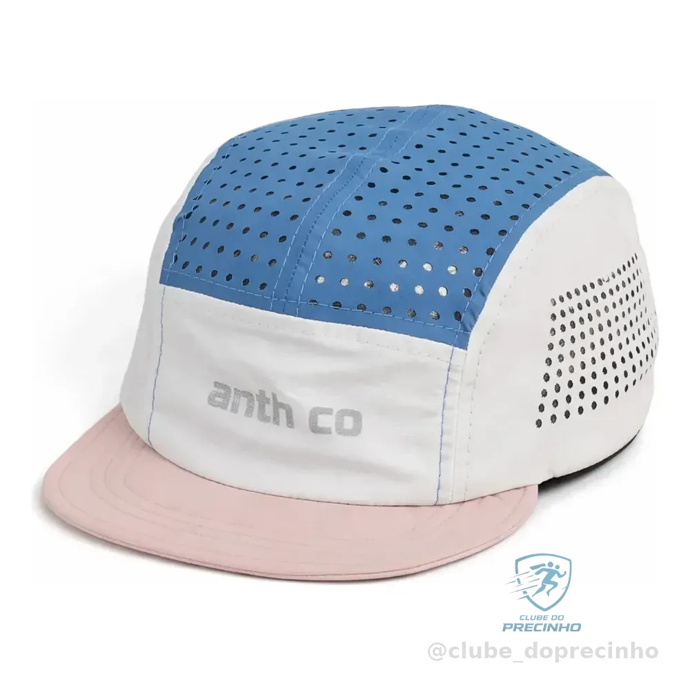 Boné Five Panel Esportivo Fresh Anth Co Respirável Unissex Branco / Azul Jeans / Rose Único
