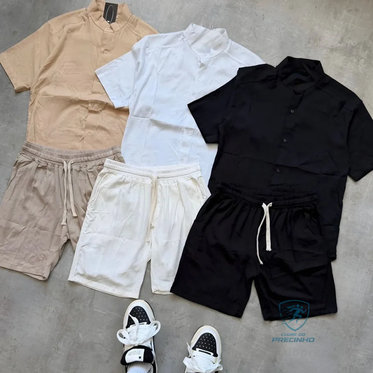 Conjunto Masculino Linho Camisa Shorts Mauricinho Com Bolso
