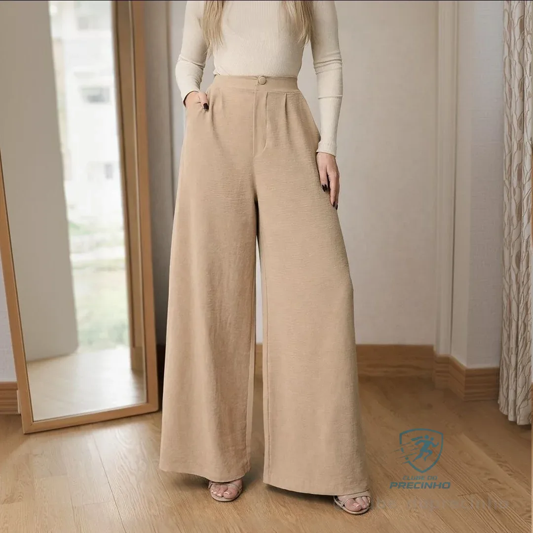 Calça Pantalona Wide Leg Duna Elegante Casual