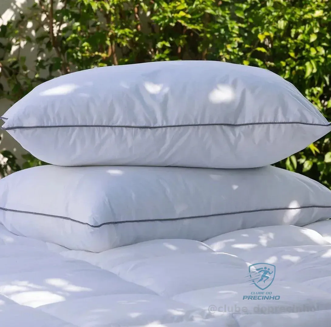 Kit 2 Travesseiros Plumas 70x50cm Tradicional Antiácaros Branco