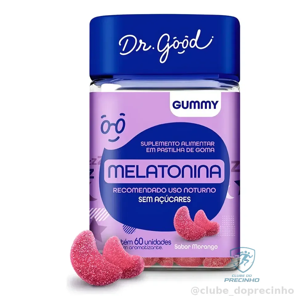 Melatonina Dr Good Fini Goma Sabor Morango, 60 Unidades, Para Dormir