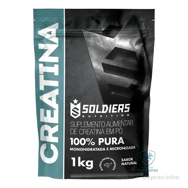 Creatina Monohidratada 1kg Soldiers Nutrition 100% Pura Importada Alta Performance Músculo Treino Sem Sabor