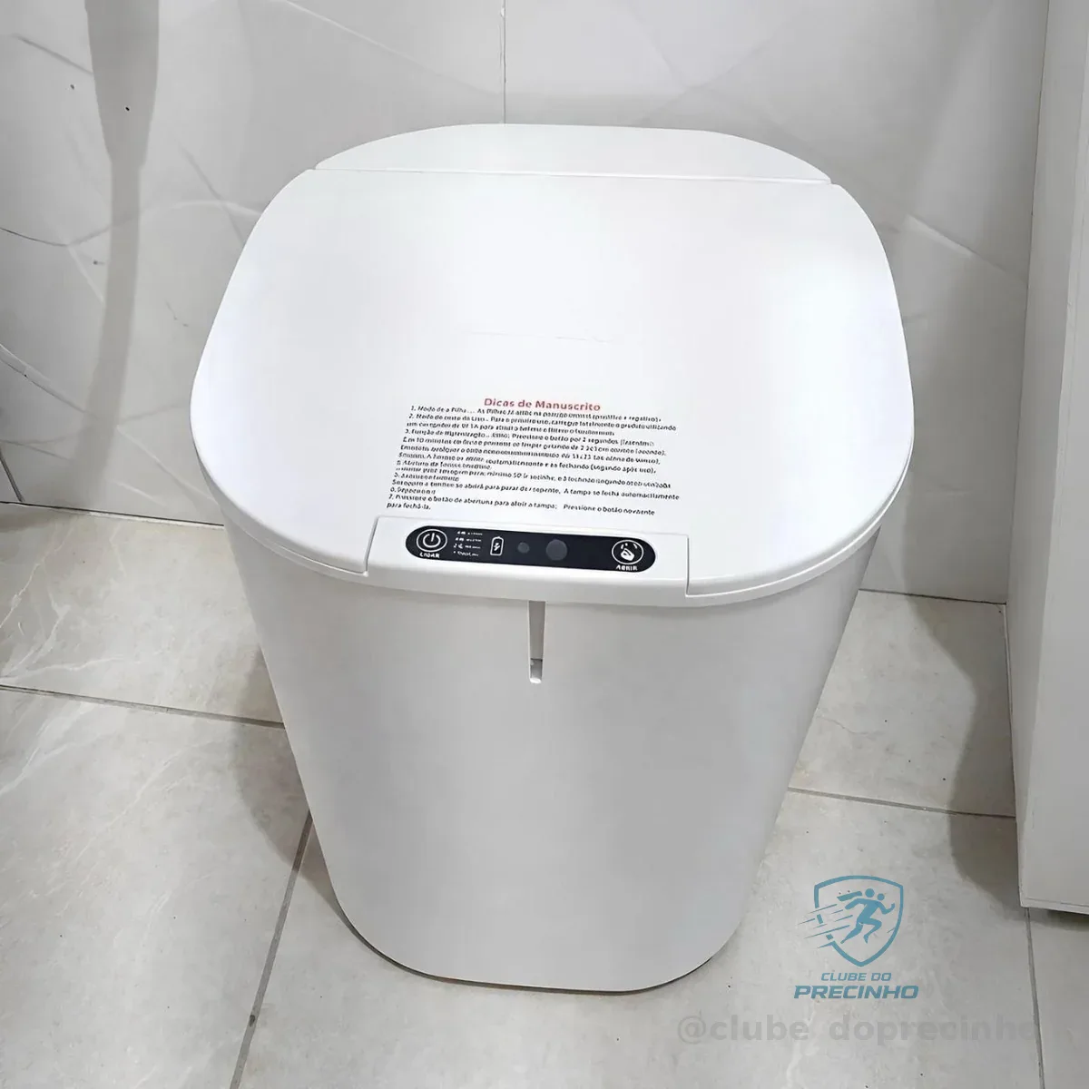 Lixeira Inteligente 16l Sensor Automático Tampa Touch Casa Branco