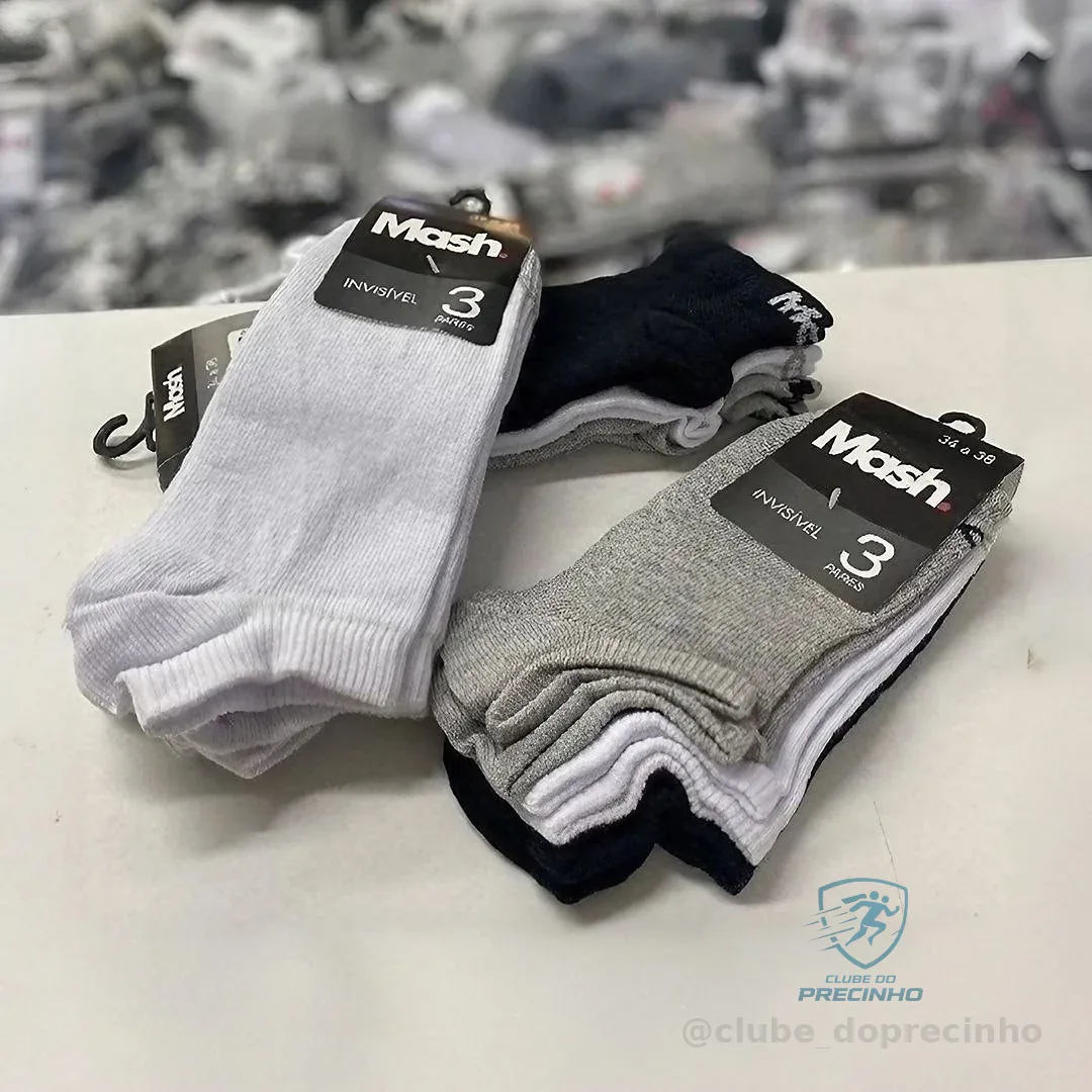 Kit 10 Pares Meia Invisível Soquete Algodão Confortável Mash