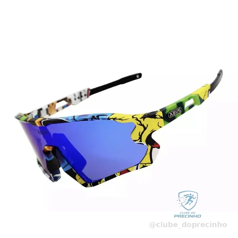 Óculos Esportivo Abus Y1, Armação TR-90, 5 lentes (sendo 1 polarizada), UV400